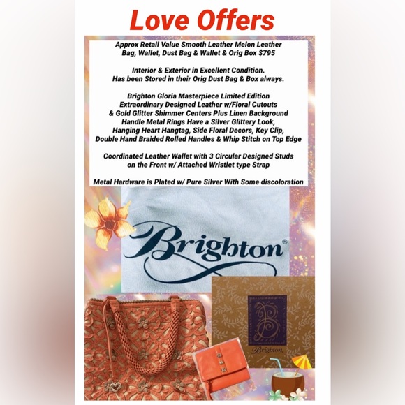 Brighton Gloria Melon Leather Bag Wallet Dust Bag & Box Rare Masterpiece Ltd